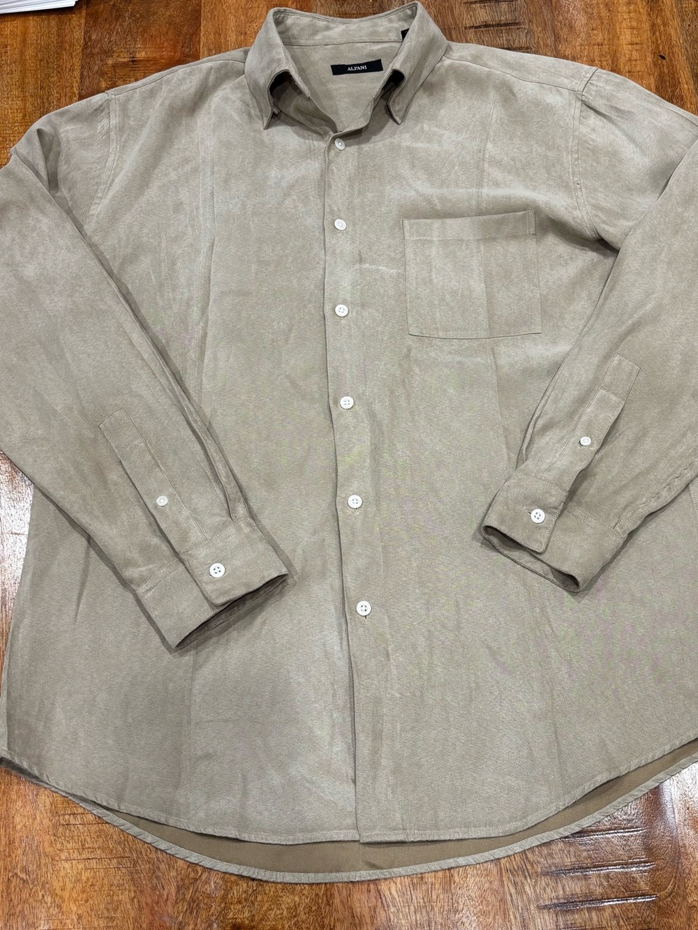 Alfani Men's Long-Sleeve Button-Up Shirt in Taupe